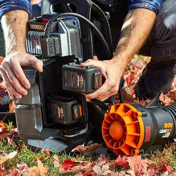 WORX WG572E 80Volt 4.0Ah. Li-ion Profesyonel Devir Ayarlı Sırt Tipi Kömürsüz Yaprak Üfleme - Resim 9