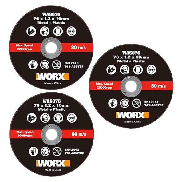 WORX WA6076.3 WX801 İçin 76x10mm 3 Adet Metal ve PVC Kesme Taşı - 3