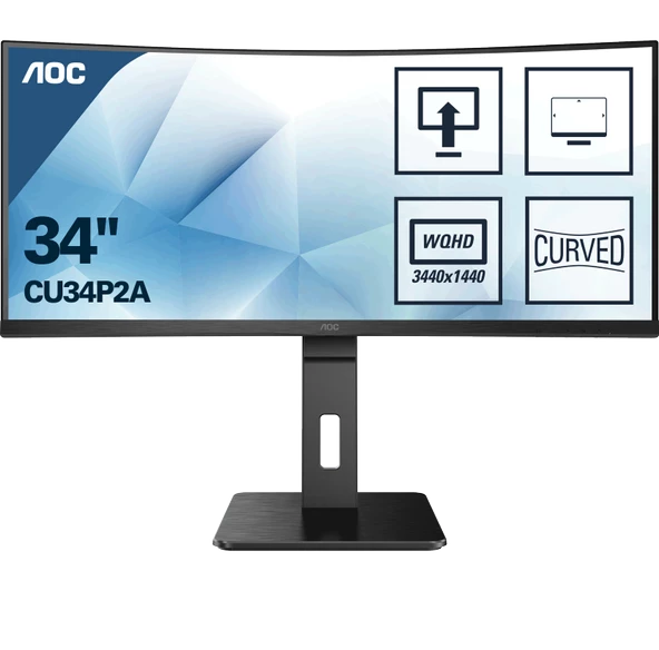 AOC CU34P2A 34 inc 1ms 100Hz 4K UHD VA HDMI DP USB Pivot Curved Monitör