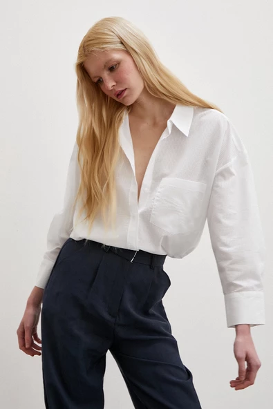 Klasik Pamuklu Gömlek Beyaz ürün görseli