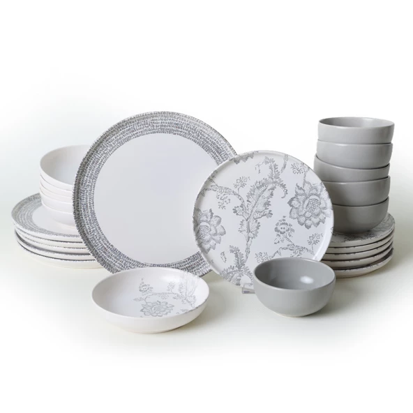 Keramika Keraart Silver Bloom Yemek Takımı 24 Parça 6 Kişilik 21469-70-71 - Resim 6
