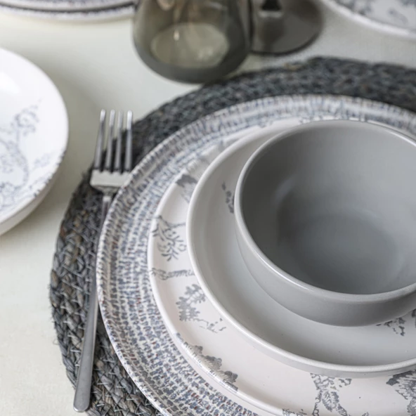 Keramika Keraart Silver Bloom Yemek Takımı 24 Parça 6 Kişilik 21469-70-71 - Resim 2