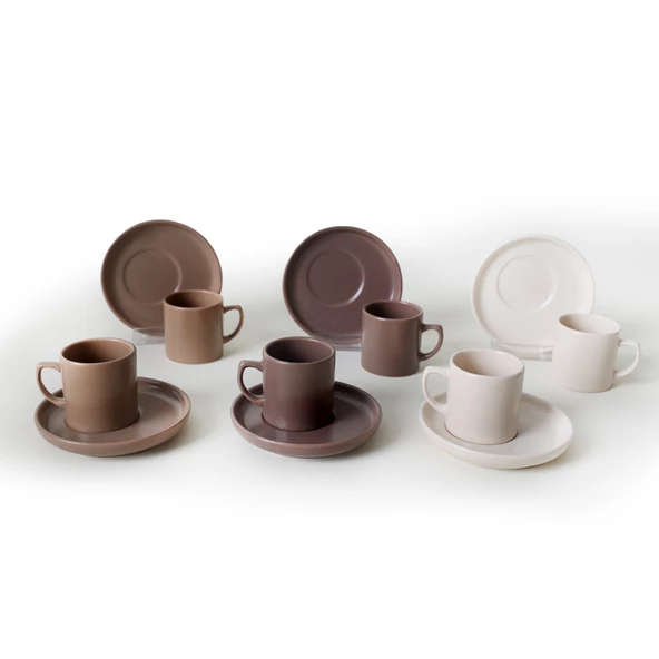 Keramika Brown Mix Kahve Takımı 12 Parça 6 Kişilik 950-958-977 - 2