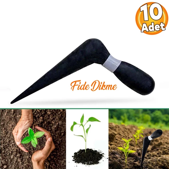 Fide Dikme Aparatı Aleti Fide Dikici Ve Sökücü Siyah Plastik 18 cm (10 Adet)