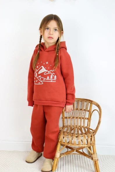 3 İp Baskılı Kapüşonlu Şardonlu İkili Takım - 12