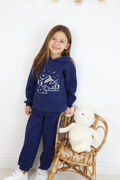 3 İp Baskılı Kapüşonlu Şardonlu İkili Takım - 2