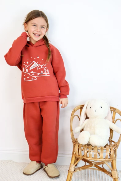 3 İp Baskılı Kapüşonlu Şardonlu İkili Takım - 9