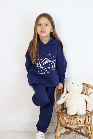 3 İp Baskılı Kapüşonlu Şardonlu İkili Takım - 4