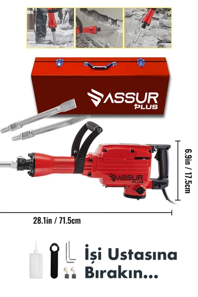 Assur Büyük Tip Kırıcı Hilti Kavrama Kollu 16 Kg 3 Metre Kablolu 65mm