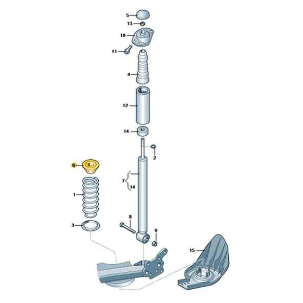 Skoda Fabia 2005-2008 Arka Helezon Yayı Üst Lastiği Takımı 1J0512149B - 3