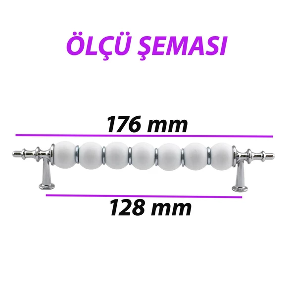 12 Adet İnci Kulp 128 mm Krom Mutfak Kulpu Çekmece Dolap Kapak Kulbu Metal Mobilya Dolabı Kulpları - Resim 3
