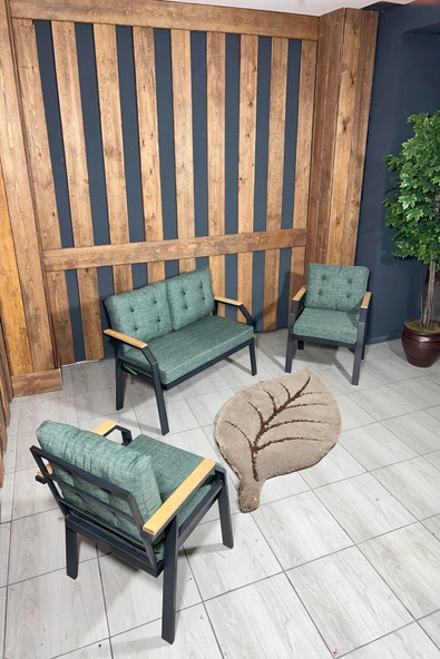 UFUK HOME Kavacık 2 1 1 Masa Açık Yeşil Bahçe Mobilyası, Balkon Çay Seti, Bahçe Koltuk Takımı - 2
