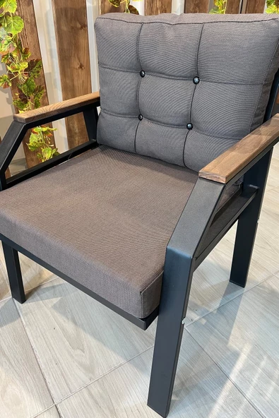 UFUK HOME Kavacık 2 1 1 Koyu Kahve Bahçe Takımı, Bahçe Mobilyası, Balkon Takımı, Koyu Kahve Bahçe Çay Seti - 4