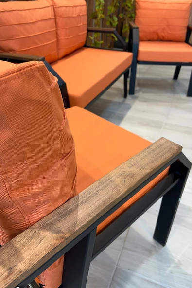 UFUK HOME Kavacık 2 1 1 Turuncu Bahçe Takımı, Bahçe Mobilyası, Balkon Takımı, Kiremit Bahçe Çay Seti - 3