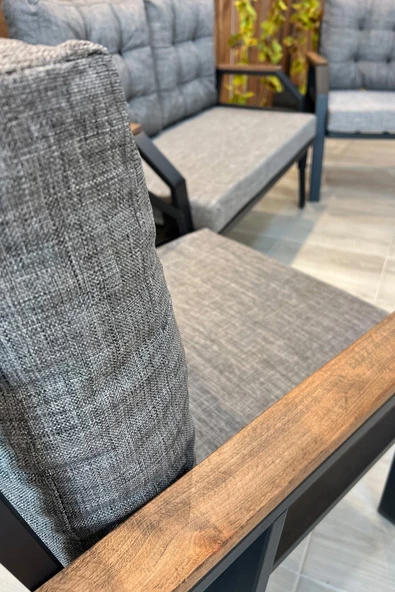 UFUK HOME Kavacık 2 1 1 Gri  Bahçe Takımı, Bahçe Mobilyası, Balkon Takımı, Gri Bahçe Çay Seti - 3