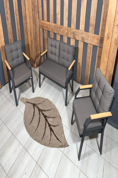 UFUK HOME Kavacık 2 1 1 Masa Koyu Kahve Bahçe Mobilyası, Balkon Çay Seti, Bahçe Koltuk Takımı, Balkon Takımı - 3