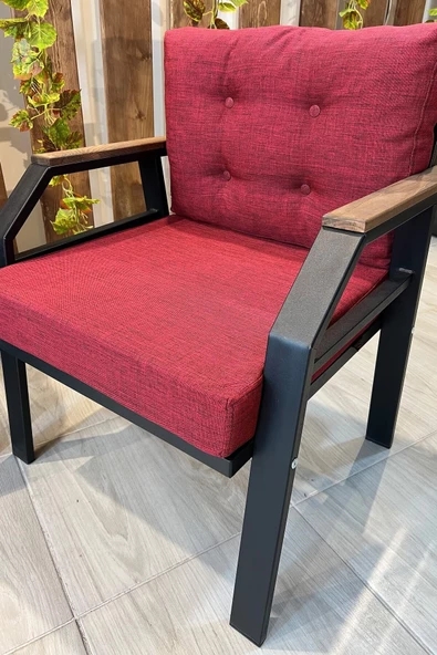 UFUK HOME Kavacık 2 1 1 Bordo  Bahçe Takımı, Bahçe Mobilyası, Balkon Takımı, Bordo Bahçe Çay Seti - 4