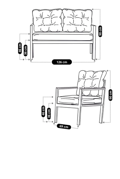 UFUK HOME Kavacık 2 1 1 Bej Bahçe Takımı, Bahçe Mobilyası, Balkon Takımı, Koyu Kahve Bahçe Masa Takımı - 5