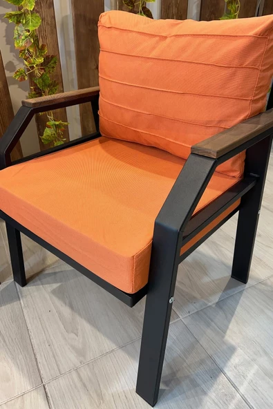 UFUK HOME Kavacık 2 1 1 Turuncu Bahçe Takımı, Bahçe Mobilyası, Balkon Takımı, Kiremit Bahçe Çay Seti - 4