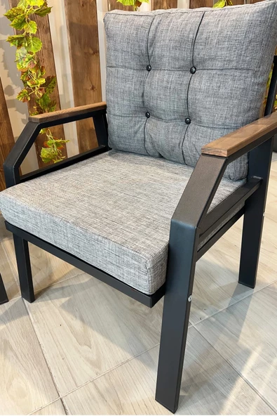 UFUK HOME Kavacık 2 1 1 Gri  Bahçe Takımı, Bahçe Mobilyası, Balkon Takımı, Gri Bahçe Çay Seti - 4