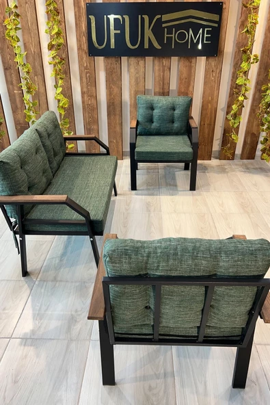 UFUK HOME Kavacık 2 1 1 Açık Yeşil Bahçe Takımı, Bahçe Mobilyası, Balkon Takımı, Açık Yeşil Bahçe Çay Seti - 2