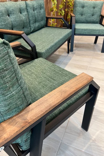 UFUK HOME Kavacık 2 1 1 Açık Yeşil Bahçe Takımı, Bahçe Mobilyası, Balkon Takımı, Açık Yeşil Bahçe Çay Seti - 3