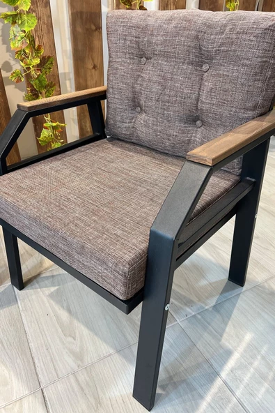 UFUK HOME Kavacık 2 1 1 Açık Kahve Bahçe Takımı, Bahçe Mobilyası, Balkon Takımı, Açık Kahve Bahçe Çay Seti - 4