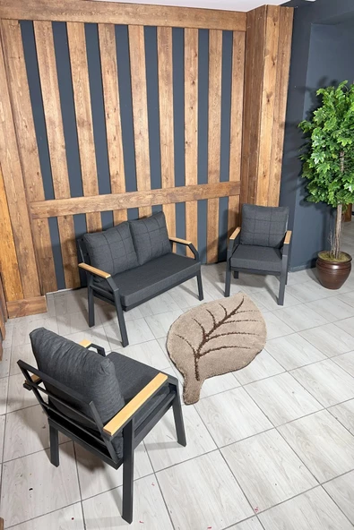 UFUK HOME Kavacık 2 1 1 Masa Antrasit Bahçe Mobilyası, Balkon Çay Seti, Bahçe Koltuk Takımı, Balkon Takımı - 2