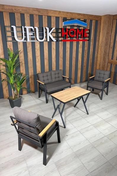 UFUK HOME Kavacık 2 1 1 Masa Koyu Kahve Bahçe Mobilyası, Balkon Çay Seti, Bahçe Koltuk Takımı, Balkon Takımı