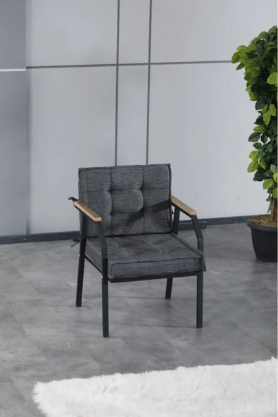 UFUK HOME Aşkın 311 Antrasit Fermuarlı Bahçe Balkon Takımı, Cafe, Salon - Metal Kanepe Koltuk Takımı - 3