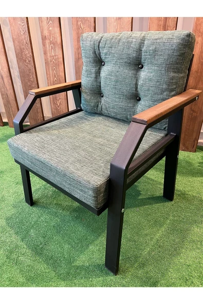 UFUK HOME Kavacık 2 1 1 Sehpalı Yeşil Bahçe Takımı, Bahçe Mobilyası, Balkon Takımı, Yeşil Renk Balkon Oturma Grubu - 2