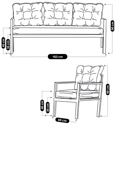 UFUK HOME Kavacık 3 1 1 Gri Bahçe Takımı, Bahçe Mobilyası, Bahçe Masa Takımı, Balkon Bahçe Mobilyaları - 5