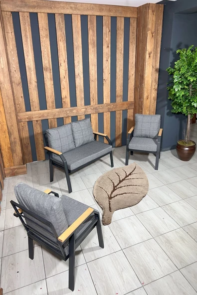 UFUK HOME Kavacık 2 1 1 Masa Gri Bahçe Mobilyası, Balkon Çay Seti, Bahçe Koltuk Takımı, Balkon Takımı - 2