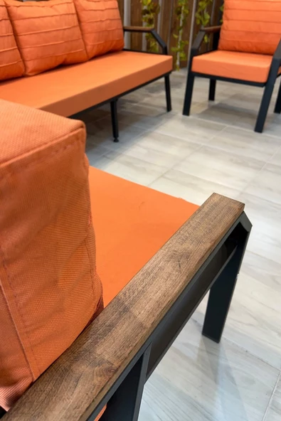 UFUK HOME Kavacık 3 1 1 Turuncu Bahçe Takımı, Bahçe Mobilyası, Bahçe Masa Takımı, Balkon Bahçe Mobilyaları - 3