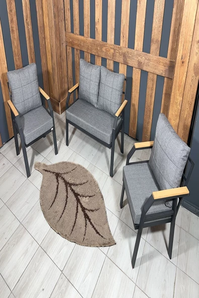 UFUK HOME Kavacık 2 1 1 Masa Gri Bahçe Mobilyası, Balkon Çay Seti, Bahçe Koltuk Takımı, Balkon Takımı - 3