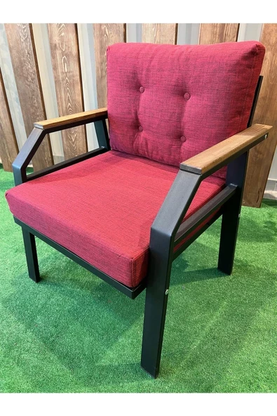 UFUK HOME Kavacık 2 1 1 Sehpalı Bordo Bahçe Takımı, Bahçe Mobilyası, Balkon Takımı, Bordo Balkon Oturma Grubu - 2