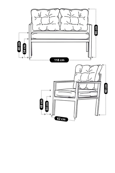 UFUK HOME Linda 2 1 1 Krem Bahçe Takımı, Balkon Mobilyası, Balkon Bahçe Koltuk Takımı, Bahçe Masa Takımı, Çay Seti - 3