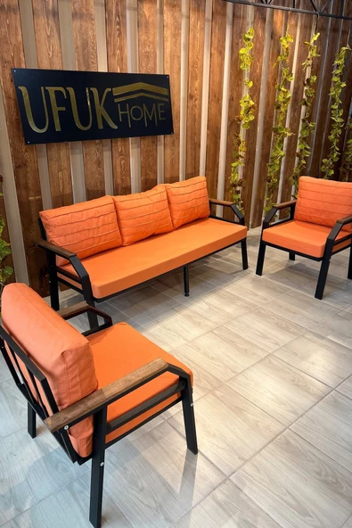 UFUK HOME Kavacık 3 1 1 Turuncu Bahçe Takımı, Bahçe Mobilyası, Bahçe Masa Takımı, Balkon Bahçe Mobilyaları - 4