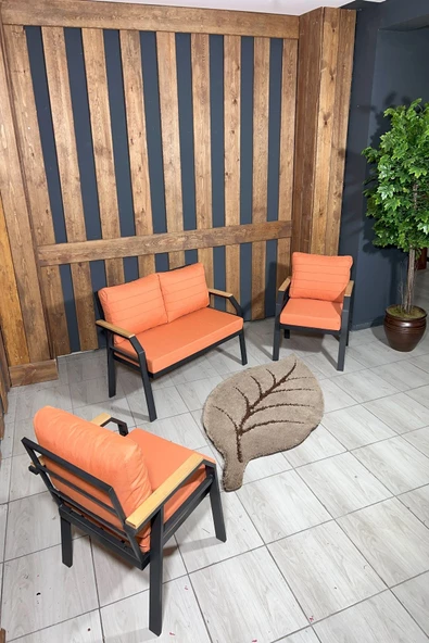 UFUK HOME Kavacık 2 1 1 Masa Turuncu Bahçe Mobilyası, Balkon Çay Seti, Bahçe Koltuk Takımı, Balkon Takımı - 2