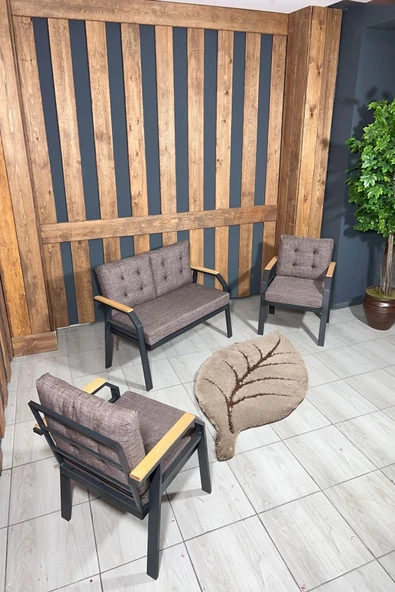 UFUK HOME Kavacık 2 1 1 Masa Açık Kahve Bahçe Mobilyası, Balkon Çay Seti, Bahçe Koltuk Takımı, Balkon Takımı - 2