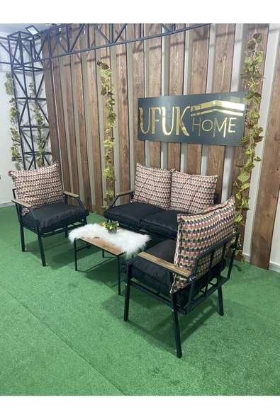 UFUK HOME Linda 2 1 1 Sehpalı Çiçek Kombin Bahçe Takımı, Balkon Mobilyası, Balkon Bahçe Mobilyaları, Masa Takımı - 2