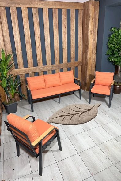UFUK HOME Kavacık 3 1 1 Turuncu Bahçe Takımı, Bahçe Mobilyası, Bahçe Masa Takımı, Balkon Bahçe Mobilyaları