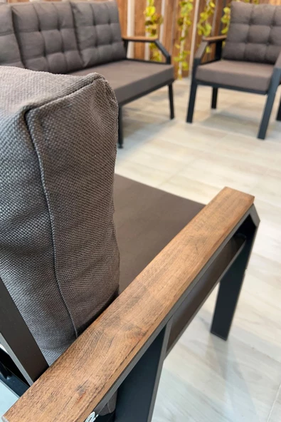 UFUK HOME Kavacık 3 1 1 Koyu Kahve Bahçe Takımı, Bahçe Mobilyası, Bahçe Masa Takımı, Balkon Bahçe Mobilyaları - 2