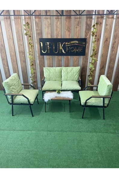 UFUK HOME Linda 2 1 1 Sehpalı Açık Yeşil Bahçe Takımı, Balkon Mobilyası, Şık Ve Rahat Balkon Bahçe Mobilyaları, Bahçe Masa Takımı - 2