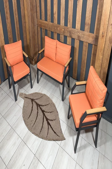UFUK HOME Kavacık 2 1 1 Masa Turuncu Bahçe Mobilyası, Balkon Çay Seti, Bahçe Koltuk Takımı, Balkon Takımı - 3