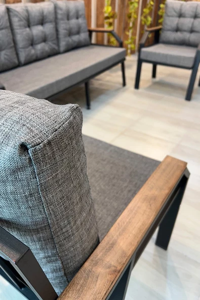 UFUK HOME Kavacık 3 1 1 Gri Bahçe Takımı, Bahçe Mobilyası, Bahçe Masa Takımı, Balkon Bahçe Mobilyaları - 3