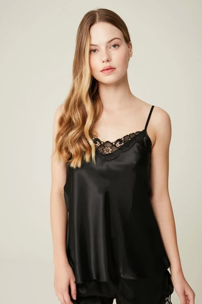 Saten Belinda Şort Büstiyer Takım Black 2'li Set - 2