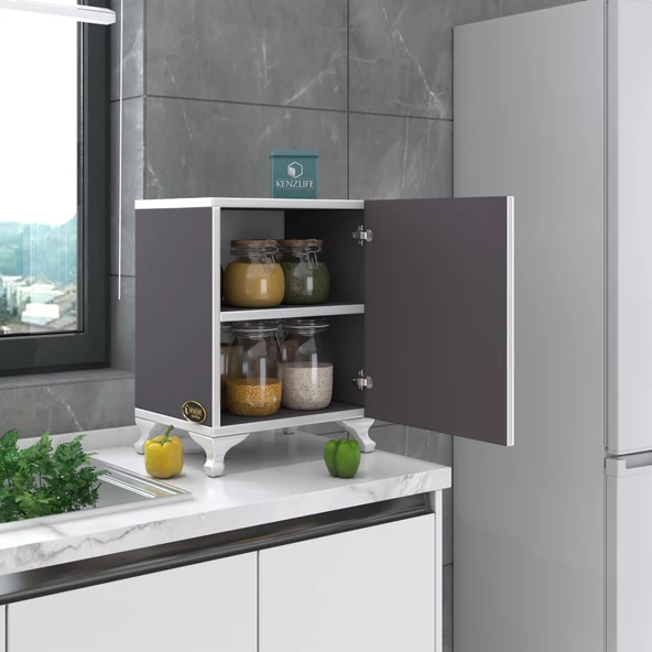 Kenzlife mutfak dolabı mine 048*030*032 gri kapaklı ayaklı banyo evrak ofis kitaplık ayakkabılık kiler - 4