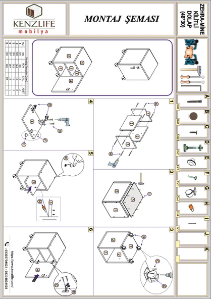 Kenzlife mutfak dolabı mine 048X030X032 byz kapaklı tekerlekli banyo evrak ofis kitaplık ayakkabılık kiler - 7