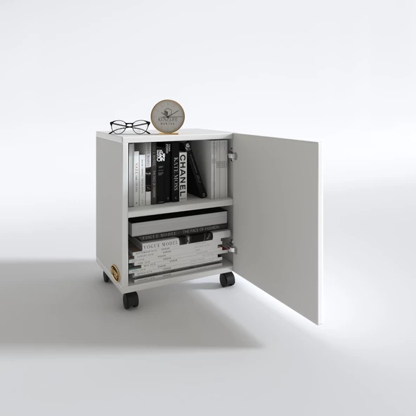 Kenzlife mutfak dolabı mine 048X030X032 byz kapaklı tekerlekli banyo evrak ofis kitaplık ayakkabılık kiler - 3